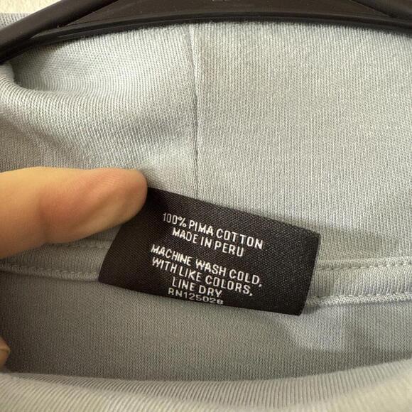 Jeff  100% Pima Cotton Turtleneck Mens Sz L Soft Blue Office Academia Layer Prep - Picture 3 of 6